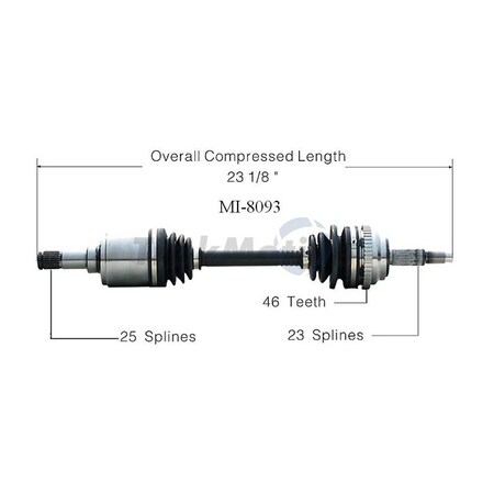 Surtrack Axle Cv Axle Shaft, Mi-8093 MI-8093